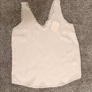 LC Lauren Conrad White Scallop-Trim Satin V-Neck Cami